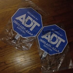 ADT Blue Security Signs with White Text